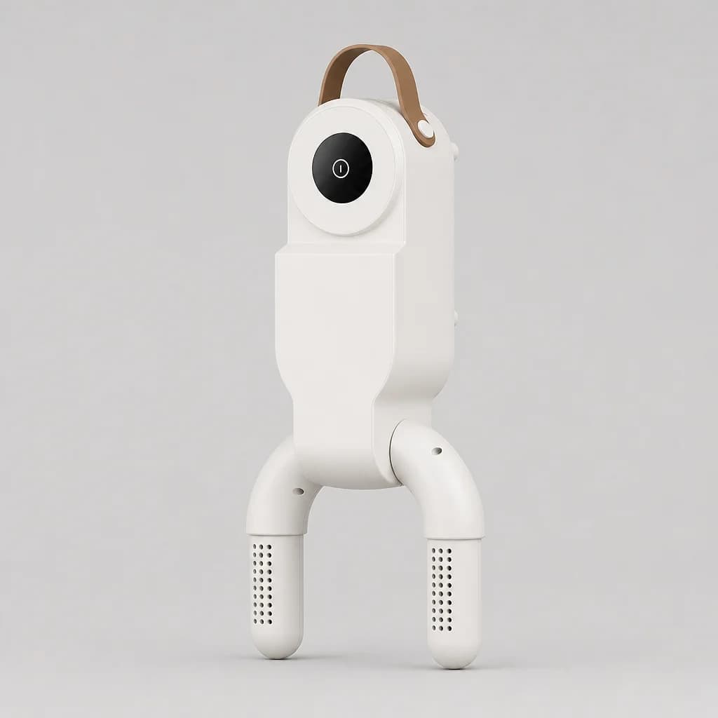 Shoe dryer standing upright, side view